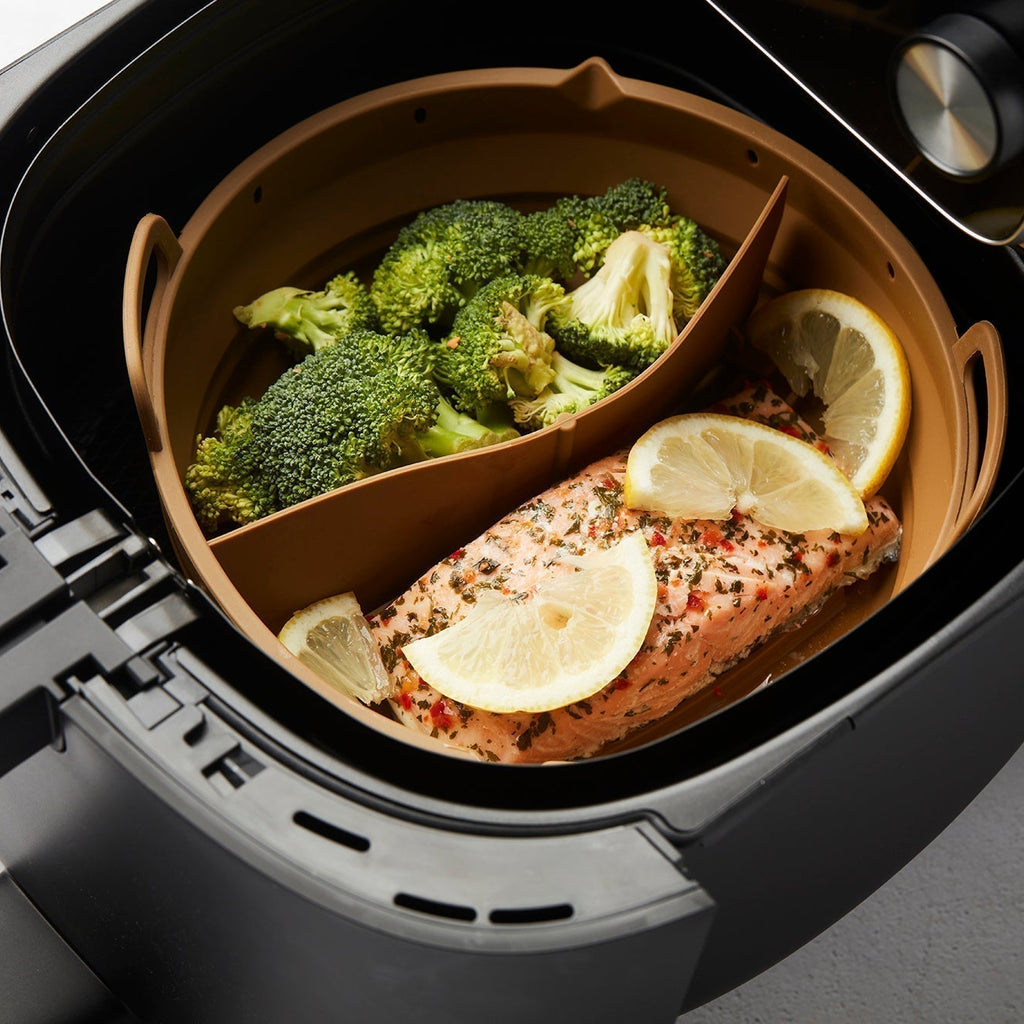 Zalm en broccoli uit de airfryer met citroen & kruiden