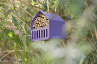 Insect hotel house made of bamboo fibre purple 16x13x16cm
