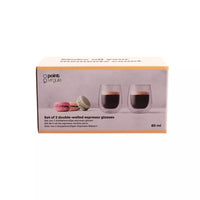 Set of 2 double-walled espresso glasses in borosilicate 80ml