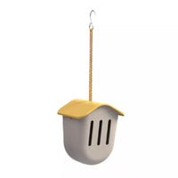 Vlinderhuisje uit bamboevezel taupe met geel dak