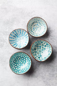 Bol en noix de coco avec nacre gouttes bleu