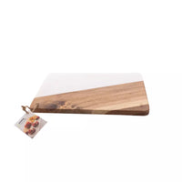 Serveerplank uit marmer & acaciahout 30x20cm