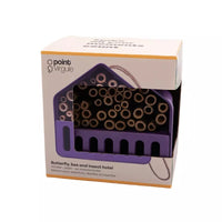Insect hotel house made of bamboo fibre purple 16x13x16cm