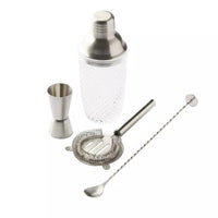 4-piece cocktail set in glass and stainless steel