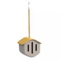 Maison à papillons en fibre de bambou taupe avec toit jaune