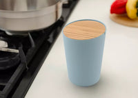 Vuilbak uit bamboevezel en bamboe deksel mist blauw