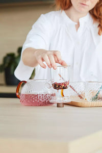 Set van theepot met filter, 2 mokken en lepeltjes