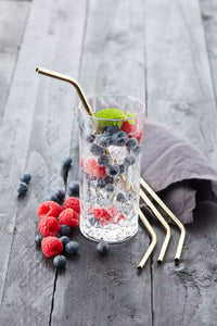 Set de 4 pailles doré avec brosse de nettoyage