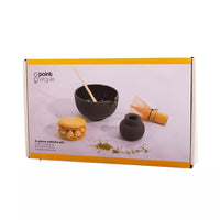 4-piece cast iron matcha set with bowl, holder, whisk and spoon