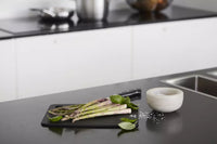 Wood fiber cutting board with juice groove black 29.8x23.5cm FSC®