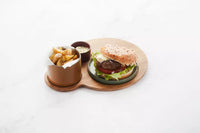 Ensemble à partager avec planche à hamburger en acacia et 3 coupelles FSC®