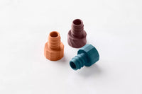 Wine bottle stoppers in TPE and steel, burgundy, rust, petrol blue