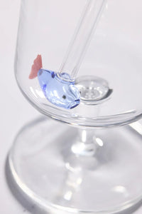 Set van 2 rietjes met vis uit borosilicaatglas en borstel 20cm