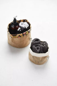 Broodmand uit jute en textiel 16x16cm