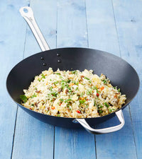 Wok uit carbonstaal met excalibur antikleeflaag ø 36cm