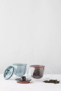 Tea mug with filter blue green 300ml