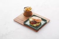 Planche à hamburger rectangulaire en acacia 33x22x2cm FSC®