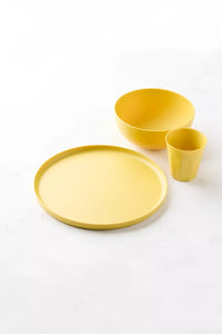 Set of 12 dinner pieces in rPET Mimosa Yellow