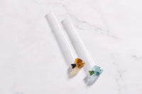 Set of 2 straws with fish made of borosilicate glass and brush 20cm