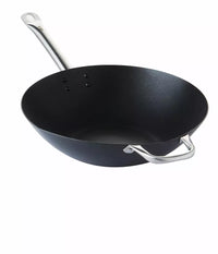 Wok uit carbonstaal met excalibur antikleeflaag ø 36cm