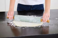 Rolling pin in platinum silicone and bamboo handles Iceberg Green 52x7cm