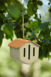 Vlinderhuisje uit bamboevezel taupe met terracotta dak