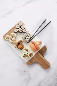 Serveerplank uit marmer & acaciahout 38x18cm