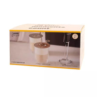 Cappuccino set van 2 dubbelwandige glazen 250ml, melkopschuimer en stencil