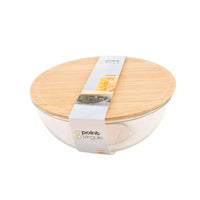 Bol en verre avec couvercle en bambou 2.4L