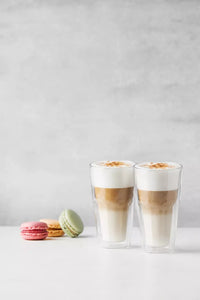 Set of 2 double-walled latte glasses in borosilicate 450ml
