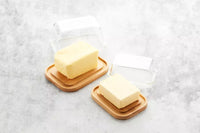 Beurrier en bambou avec couvercle en verre petit FSC®