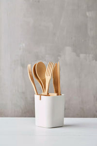 Boîte avec 4 compartiments en fibre de bambou blanc cassé