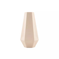 Vase géométrique en fibre de bambou blanc cassé 10.8x9.5x20cm