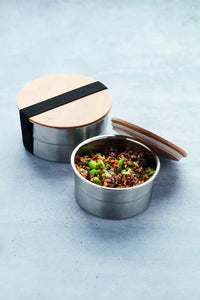 Boîte à lunch ronde avec couvercle en bambou 600ml