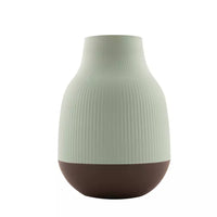Vase en fibre de bambou vert sauge et gris foncé ø 18.1cm H 25cm