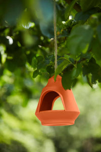 Voederhuisje vogels uit bamboevezel oranje