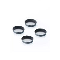 Set of 4 non-stick mini baking pans with removable base ø10cm