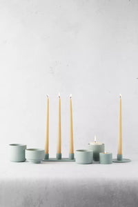 Ceramic low tealight holder sage green