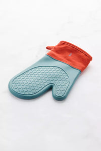 Ovenhandschoenen uit platinum silicone Misty Grey/Rust 