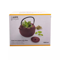 Cast iron teapot with internal enamel coating 1L Vintage Maroon