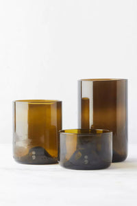 Set van 4 glazen uit upcycled glas olijfgroen 250ml