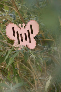 Butterfly house made of bamboo fibre pink 19x16x12cm