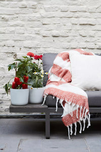 Plaid uit 100% gerecycleerd polyester wit/terracotta