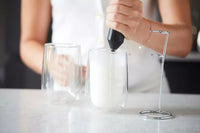 Latte set of 2 double-walled glasses (350ml), milk frother, and art stencil