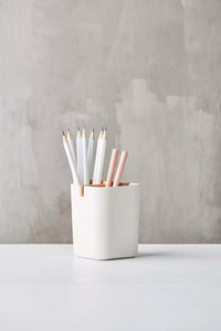 Boîte avec 4 compartiments en fibre de bambou blanc cassé