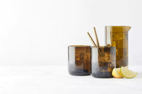 Set de carafe et 2 verres en verre upcyclé vert olive