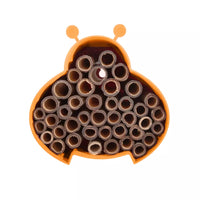 Bee and insect hotel made of bamboo fibre orange 16x15x12cm