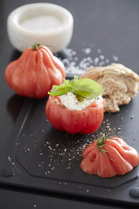 Wood fiber cutting board with juice groove black 37x27.5cm FSC®