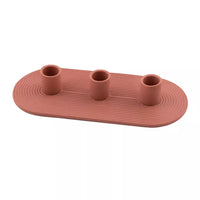 Ceramic candlestick holder for 3 candles dusty rose