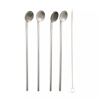 Set of 4 cocktail drinking spoons with cleaning brush